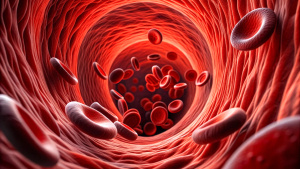 Red blood cells in vein. Health, cardiovascular system