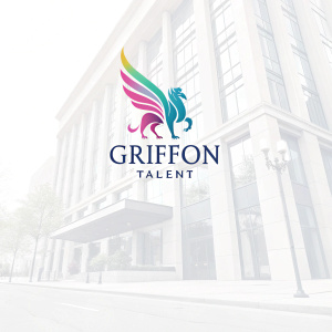 Modern logo design for Griffon Talent, a creative talent management company. Vibrant pastel colors