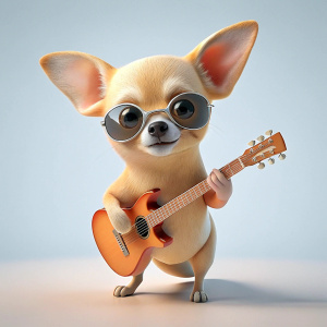 funny chihuahua playing electric guitar 