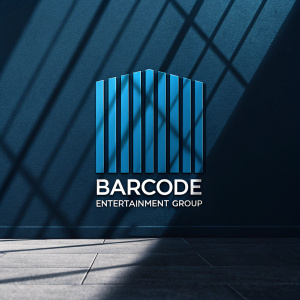 Modern logo for Barcode Entertainment Group featuring a sleek, geometric barcode pattern in shades of deep blue and black. The company name, 'Barcode Entertainment Group,' is displayed in a clean, contemporary font below the barcode design.
