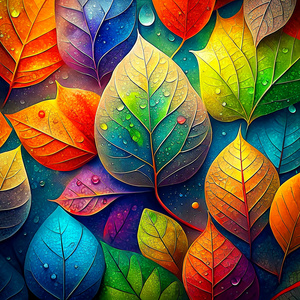 wetty colorful leaves background