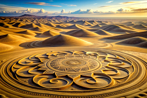 Imagine a journey across a shifting desert where the sands form intricate patterns and reveal cryptic messages when viewed from a certain angle