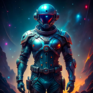 full body from head to foot of Scifi asian soldier in a futuristic suit three futuristic a human male leader digital art style illustration painting, no mask, have face, use a gun, helmet, arms in front of chest