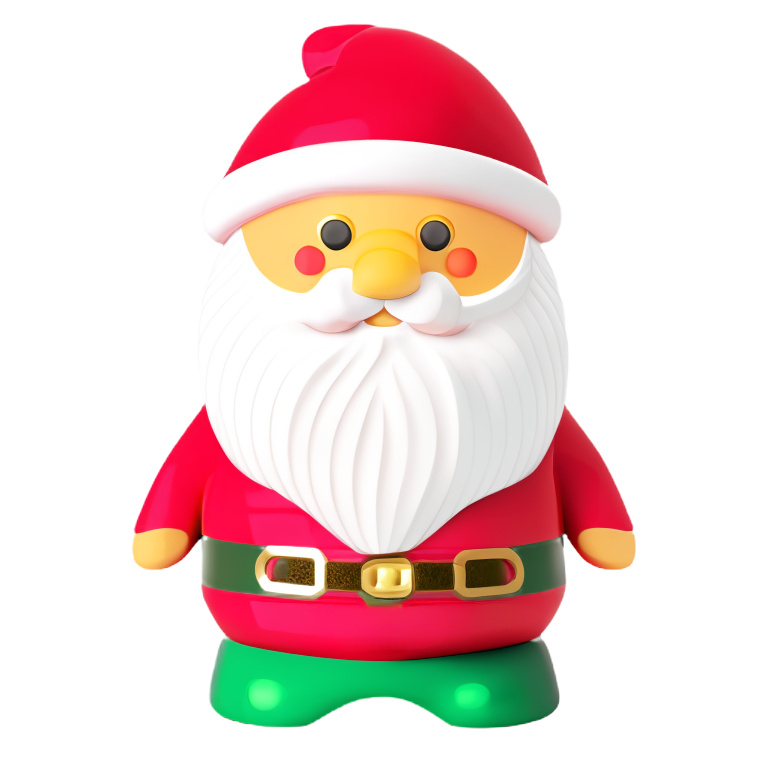 Ceramic Santa Claus with long beard, 3D style, white background
