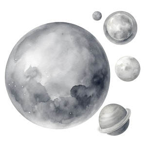 gray colors only Planets against the backdrop of zodiac signs