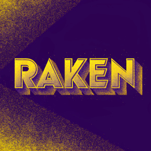 An eye-catching logo for 'Raken' displayed in bold, modern font with vibrant orange hue.