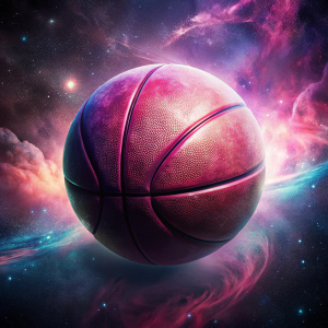 basketball  ball in space, pink colors
