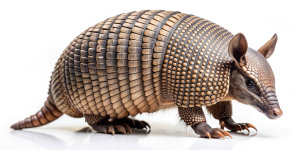 a full body armadillo, white background