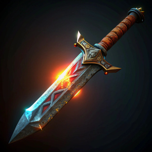 Runic Sword: A sword with glowing runes carved into the blade.