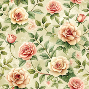 pale retro roses, seamless pattern