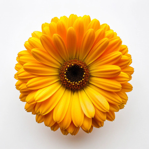 yellow Calendula officinalis overhead shot, no background, white background