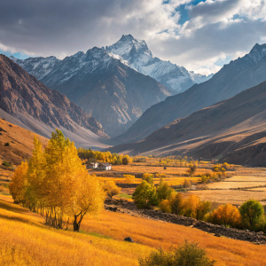 A breathtaking autumn landscape of Spiti Valley. Majestic mountains towering over golden fields. For more details, visit our user-friendly website.