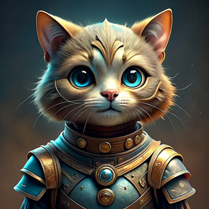 Realistic adorable full body fairy kitten, in armour