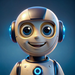 AI logo, including the letters A and I in the image.  Also include a smiling robot on a nature background