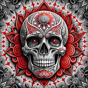 skull tattoo design - perfect realistic art - high-definition - grey and black - white background 