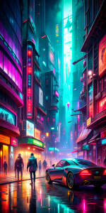 cyberpunk city neon game style