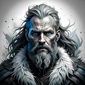 odin perfect realistic art, high-definition, high-definition grey and black, white background 