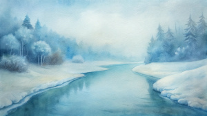 a freezing river, winter