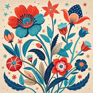 Flowers seamless pattern in the style of Dutch still lifes of the 17th century