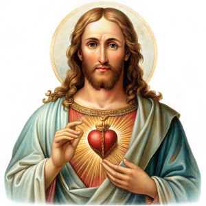 PNG The sacred heart, vintage religious illustration by Thomas Kelly on white background
