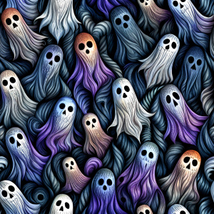 
black background, ghosts wallpaper pattern, relief



