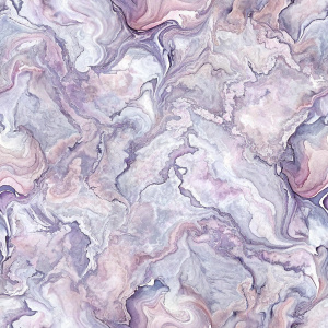 Seamless pattern realistic image that displays a pattern reminiscent of marble textures. There are several shades of lilac, ranging from light to deep, which appear to be the color of marble. These lilac areas are intercepted by silver veins, which give the impression of being metallic.