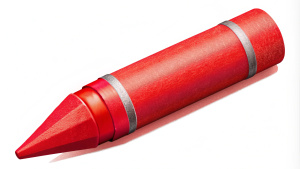 red crayon on white background 