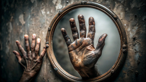 black mirror and through mirror have dirty hand