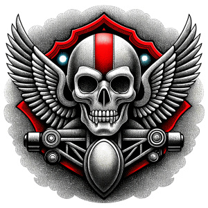 motorcycle club tattoo design - perfect realistic art - high-definition - grey and black - white background 