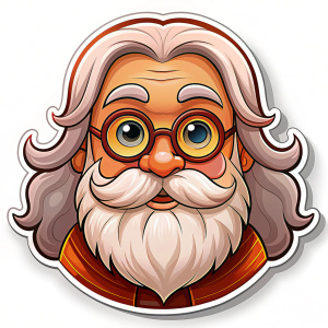 Albus Dumbledore without hat,white hair and beard, sticker