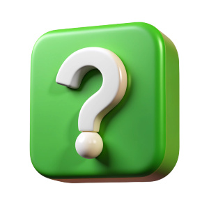 white question mark on green square background icon
