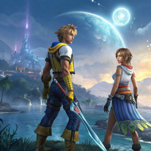 Cover Art: Remastered Edition of Final Fantasy X/X-2 for PS3. Luminous design featuring Tidus and Yuna in heroic poses, set against a mystical backdrop of Spira, rich in color and detail, reflecting the game's epic narrative and emotional depth.