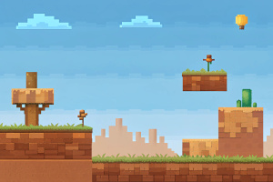 FREE SIMPLE PLATFORMER GAME KIT PIXEL ART -elements -desert