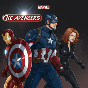 DVD cover art for Marvel's The Avengers. Illustration shows Iron Man, Captain America, and Black Widow. Dark background with glowing Marvel logo