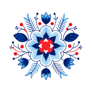 A single floral ornament, each element away from the other, very light minimalist composition, highly detailed hand drawn illustration, each element with a clean and thin outlining, vector art, sticker style, 2d cute, vintage, retro, 2d flat, scandinavian style