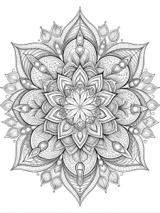  line art, mandala style background. Black and White Image, thick lines, well defined lines. Coloring page. No Color, No black Shading. Thick lines. size 8.5x11in. Black and White lines only. Use thick lines. Thick LINES