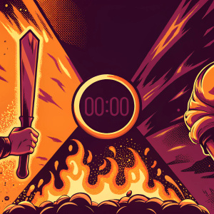 Dynamic website for Iron Chef Showdown Countdown. Dark background with vibrant graphics. Timer prominently displayed.