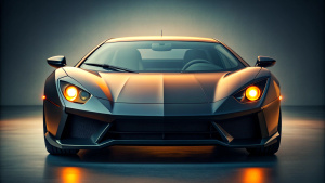 One supercar, new concept, Racing, front view, dark style