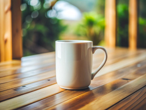 white mug on table