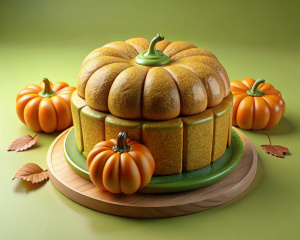 Olive green  honey cake whith pumpkins