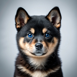 face black baby doge shiba inu blue eyed, black baby shiba inu dog blue eyed, reality, ultra hd, 4k real 