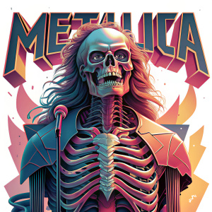 Metallica tipo calavera medio cuerpo con microfono de huesos y sin cortarle el cuerpo
