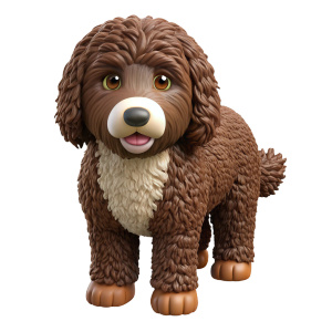 — 

Spanish water dog with dark brown hair