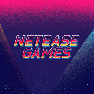 Stylized logo design featuring the NetEase Games name in bold, futuristic font. Vibrant gradient background