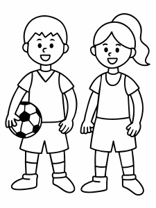 figuras geométricas simples representando a niños que hacen deportes