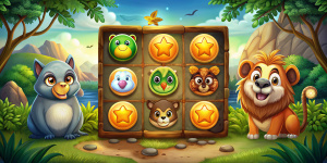 иконка игры 3 в ряд с животными на фоне зоопарка