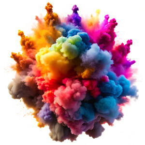 colorful bomb smoke on white background - Recraft