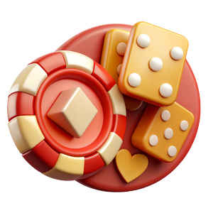 icon casino elements 3d in red