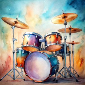 drumset on white background, in free space, without shadows, no gradient colors, no colors in background, no drop shadow