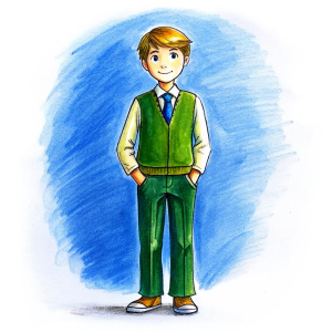 highschooler, as a drawing for a cartoon, on a white background, whole body 